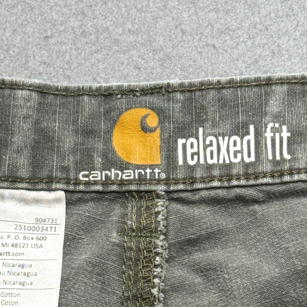 Carhartt Cargo Pants Mens 34x31 Olive Green Double Knee Ripstop Workwear Utility - Picture 7 of 12